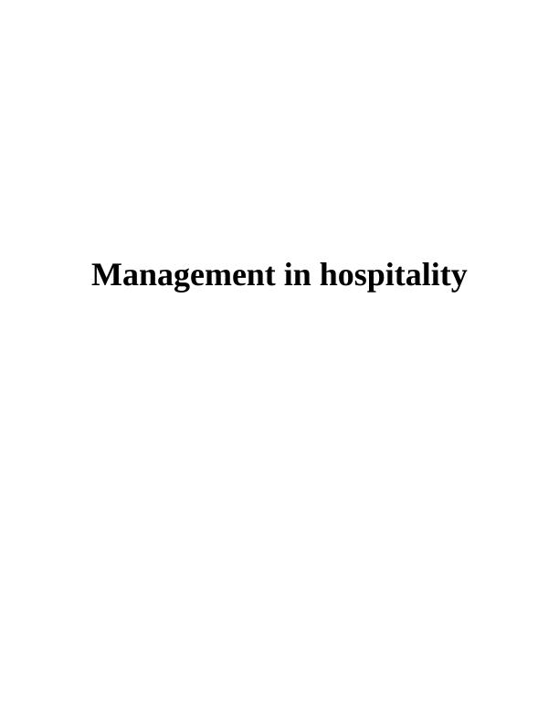 Hospitality Management Assignment - Thomas Cook_1