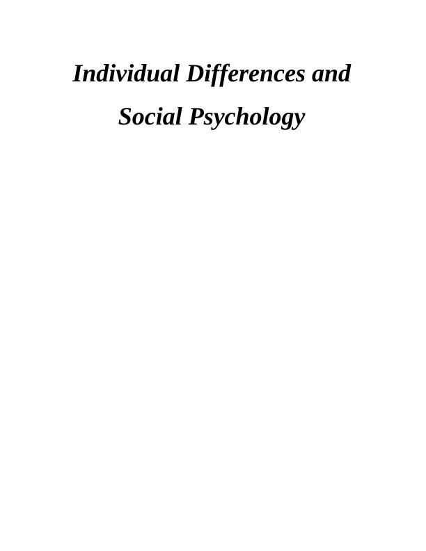 Individual Differences and Social Psychology_1