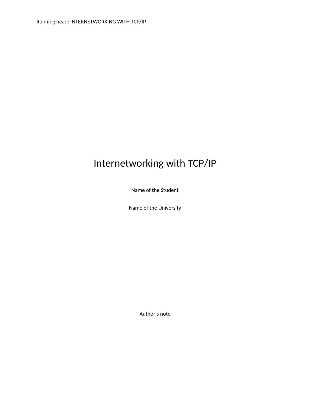 Assignment on Internetworking with TCP and IP_1