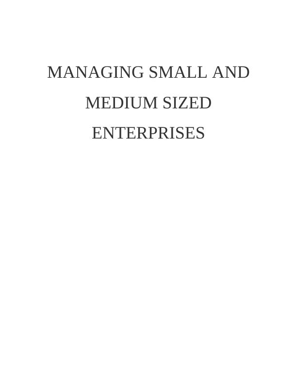 Managing Small and Medium Sized Enterprises Assignment_1