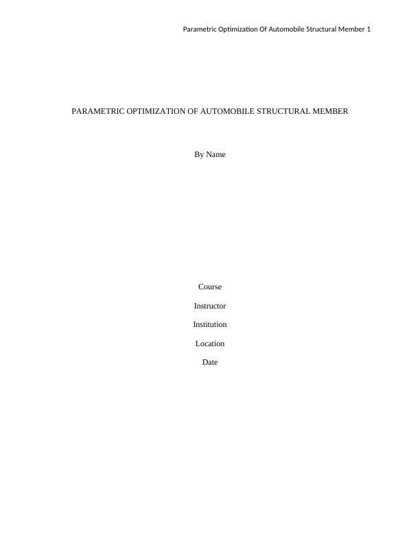 Parametric Optimization Of Automobile Structural Member_1