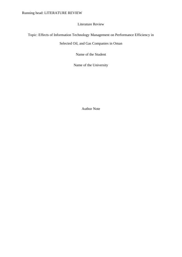 Literature Review on Oil, and Gas Companies in Oman_1