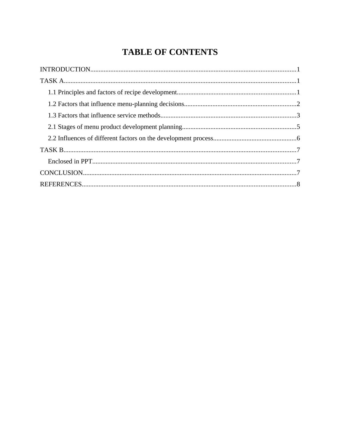 Menu Planning and Product Development Principles and Factors