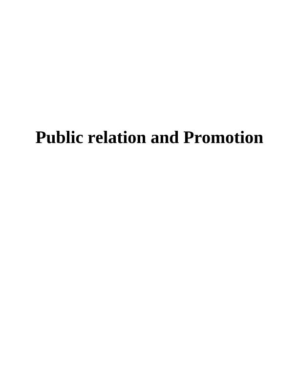 Public Relation and Promotion : Report_1