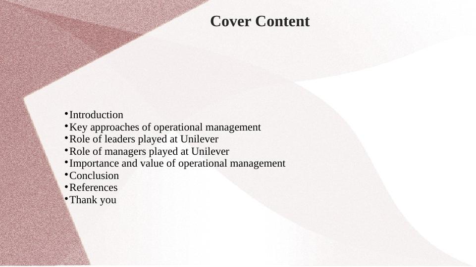 Key Approaches of Operational Management and Roles at Unilever_2