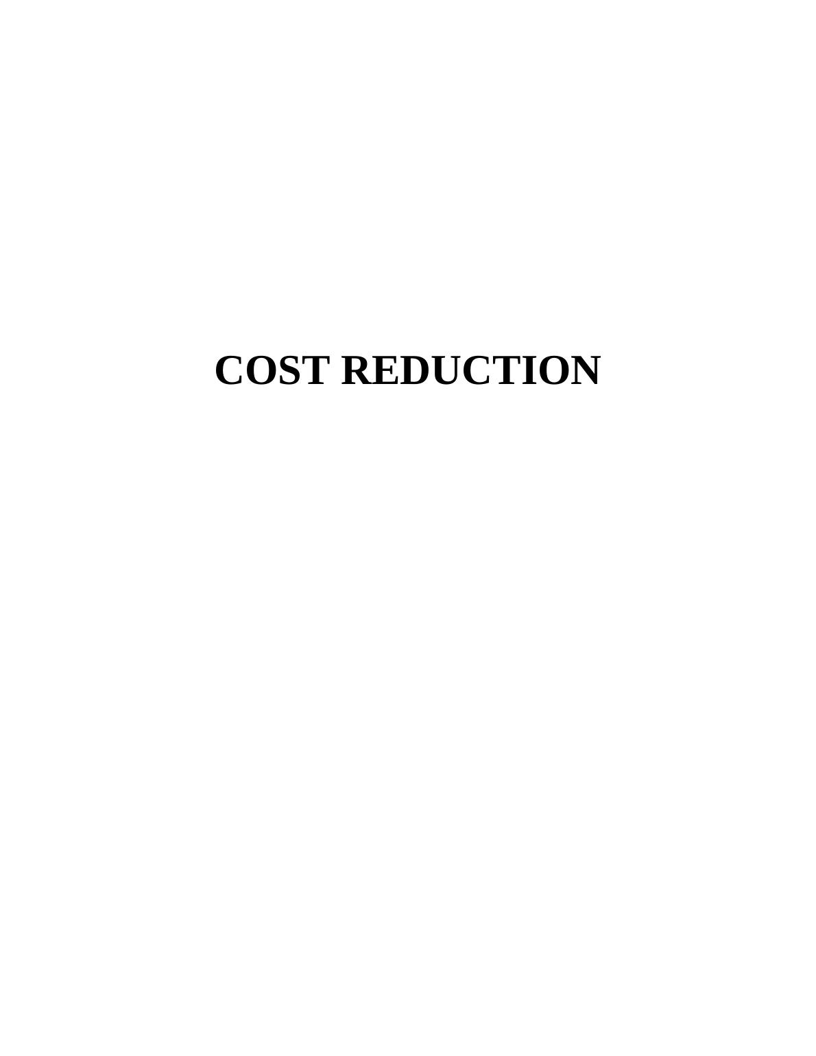 Report on Labor Cost Reduction