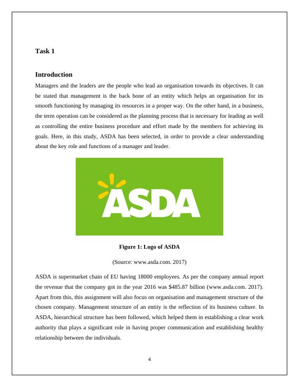 Operations Management Analysis of Asda : Report_4