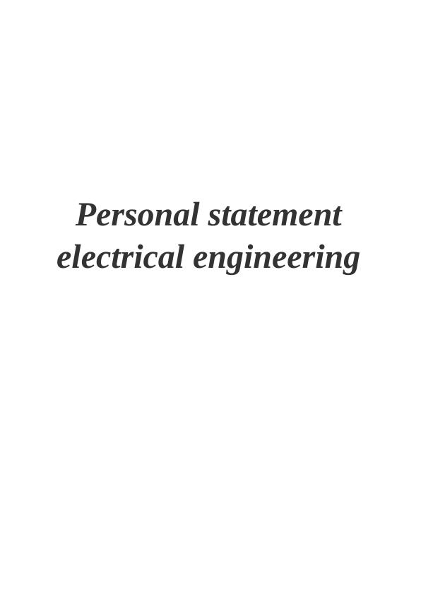 electrical engineering personal statement undergraduate