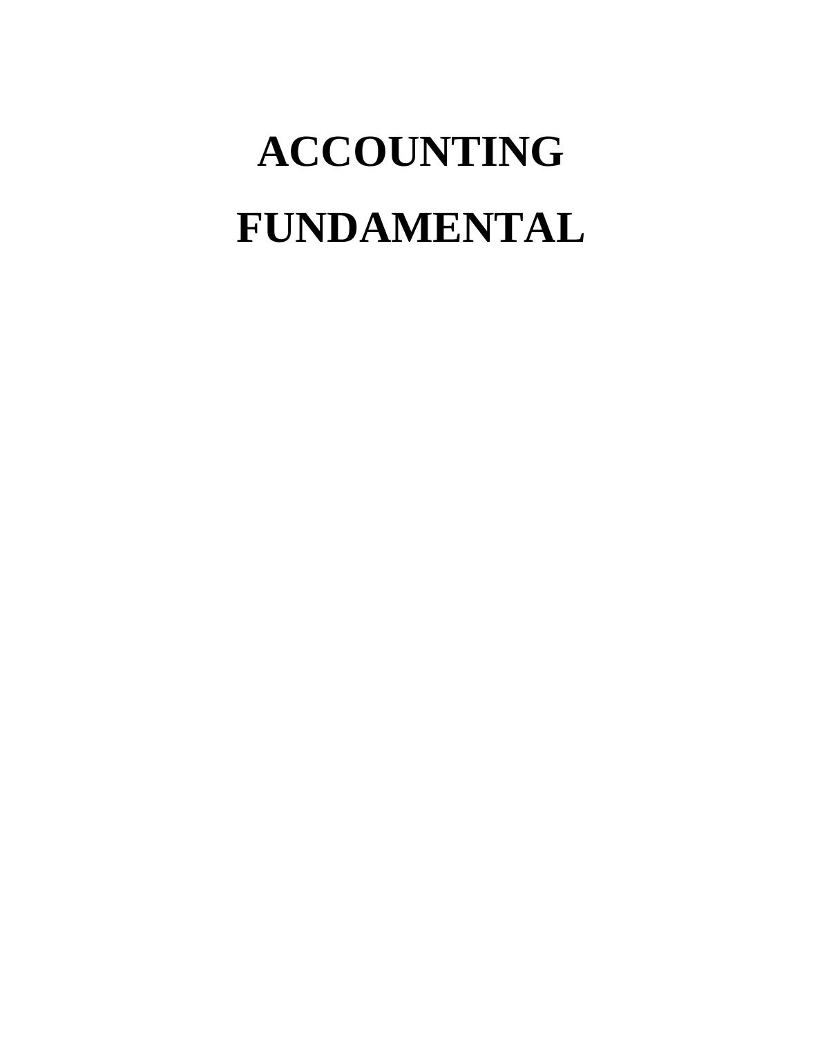 Fundamentals of Accounting - Aassignment_1