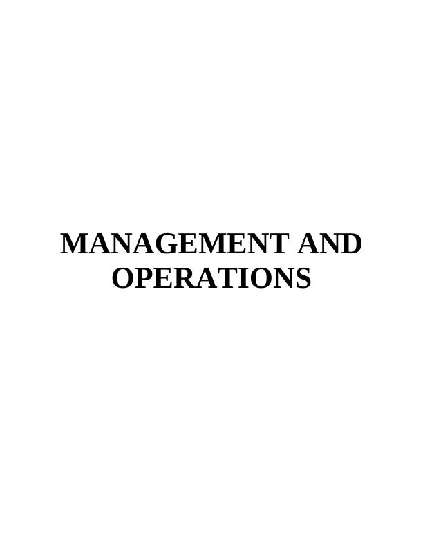 Operations Management Assignment | Marks & Spencer_1