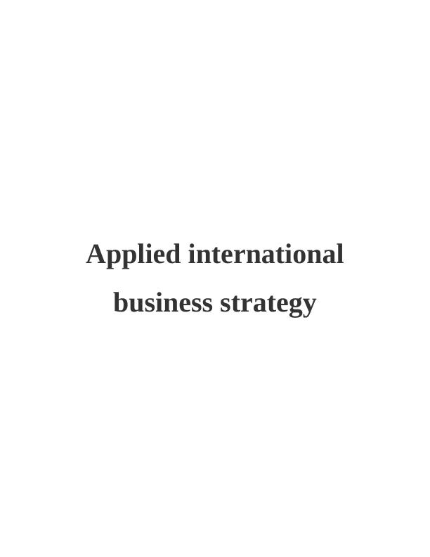 assignment on international strategy