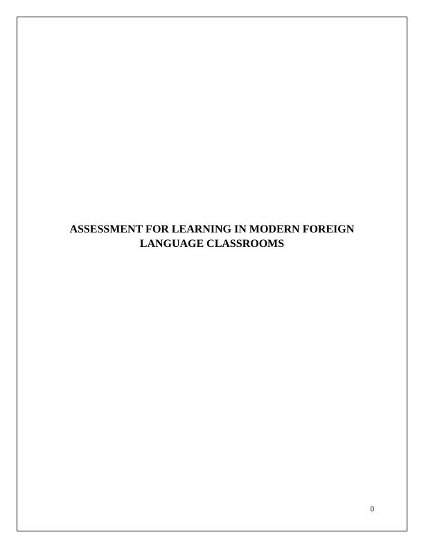 Assessment for Learning in Modern Foreign Language Classroom_1