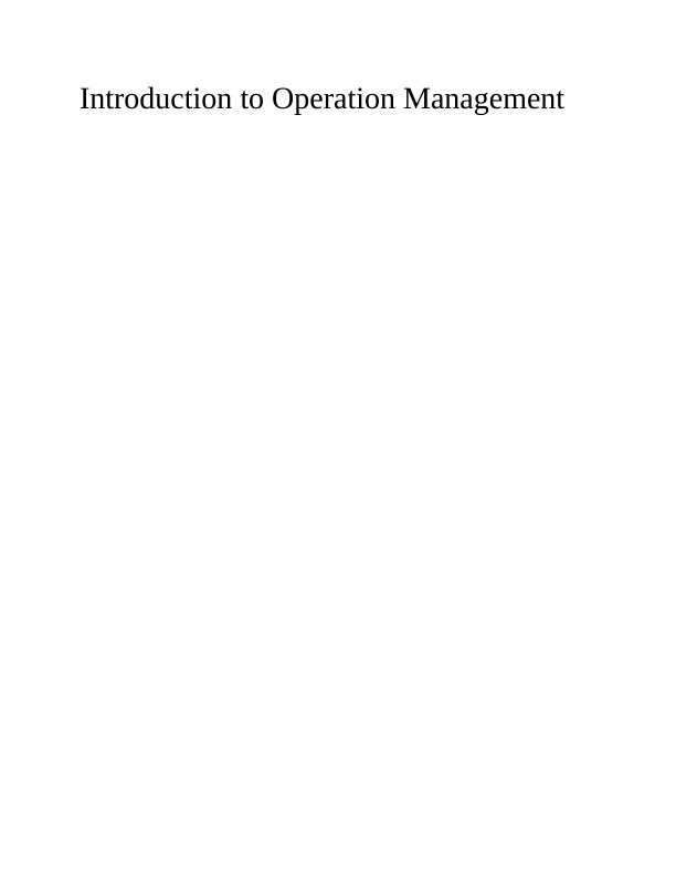case study of operation management