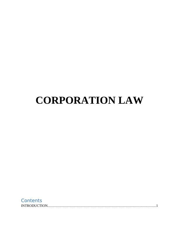 Assignment on Corporation Law Sample_1