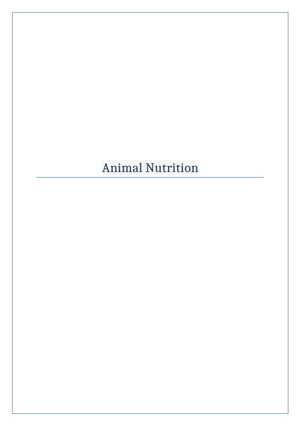 Animal Nutrition Assignment PDF