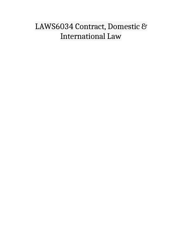 LAWS6034 Contract, Domestic & International Law_1