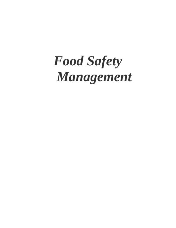 Food Safety Management : Doc_1