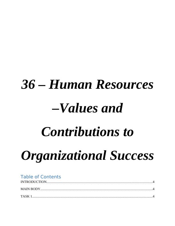 Human Resources: Values and Contributions to Organizational Success_1