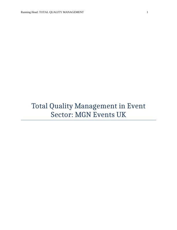 Total Quality Management (TQM)- Assignment_1