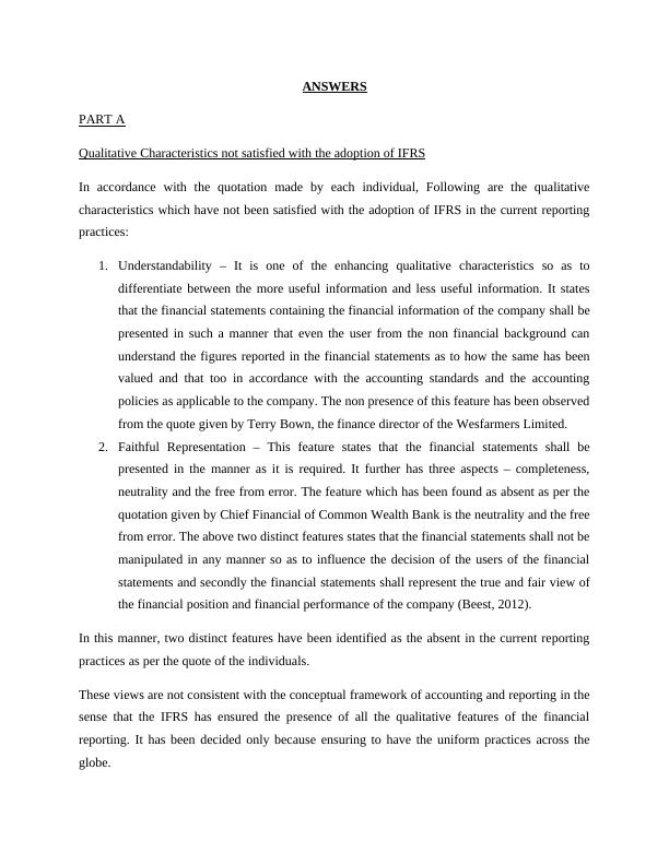 Qualitative Characteristics of IFRS