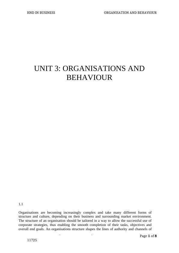 Unit 3 - Organisations and Behaviour_1