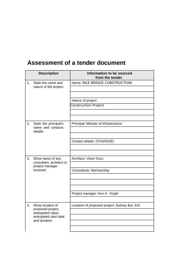 Assessment of a Tender Document_1