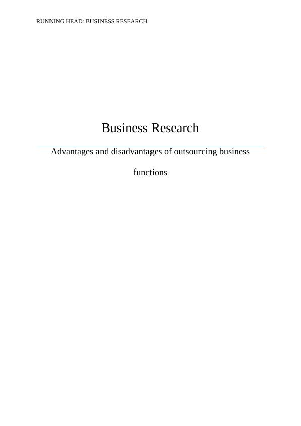 Importance of Outsourcing Functions Research Report_1