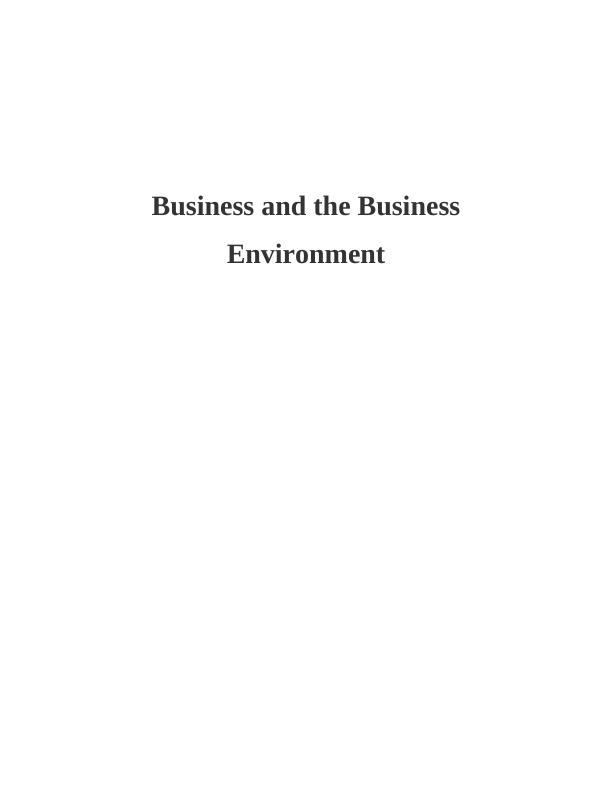Business and the Business Environment Assignment - The Five Fields_1