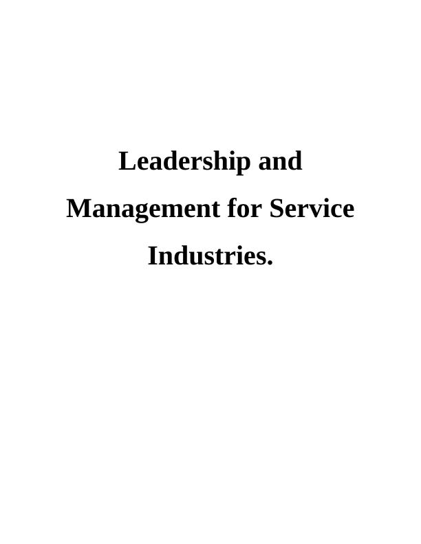 Leadership and Management for Service Industries | Assignment_1
