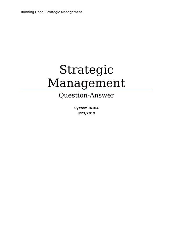Strategic Management Question-answer 2022_1