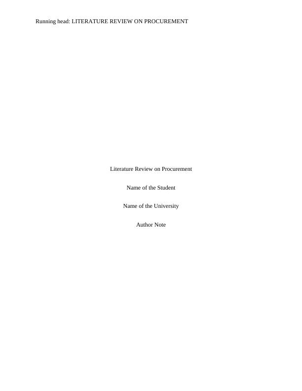 The     literature review on procurement_1