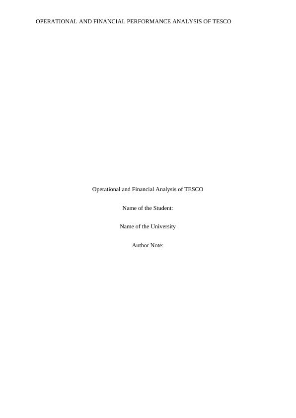 Operational and Financial Performance Analysis of Tesco_1