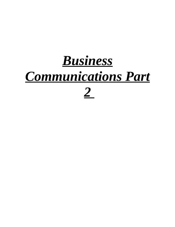 Introduction to Business Communication - Assignment_1