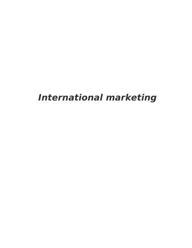International Marketing | Assignment_1