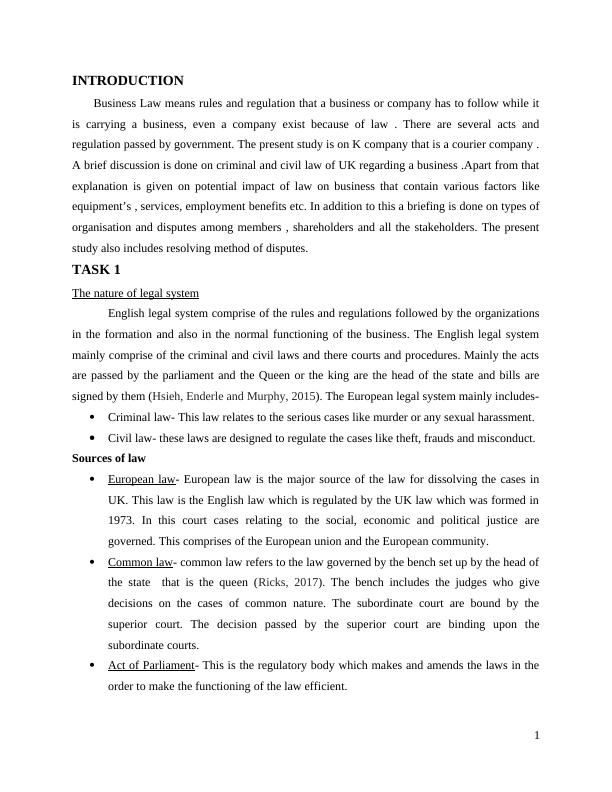 Business Law Assignment Solved - K Company_3