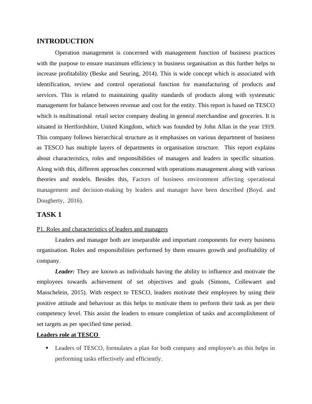 Management and Operations Assignment - TESCO multinational company_3