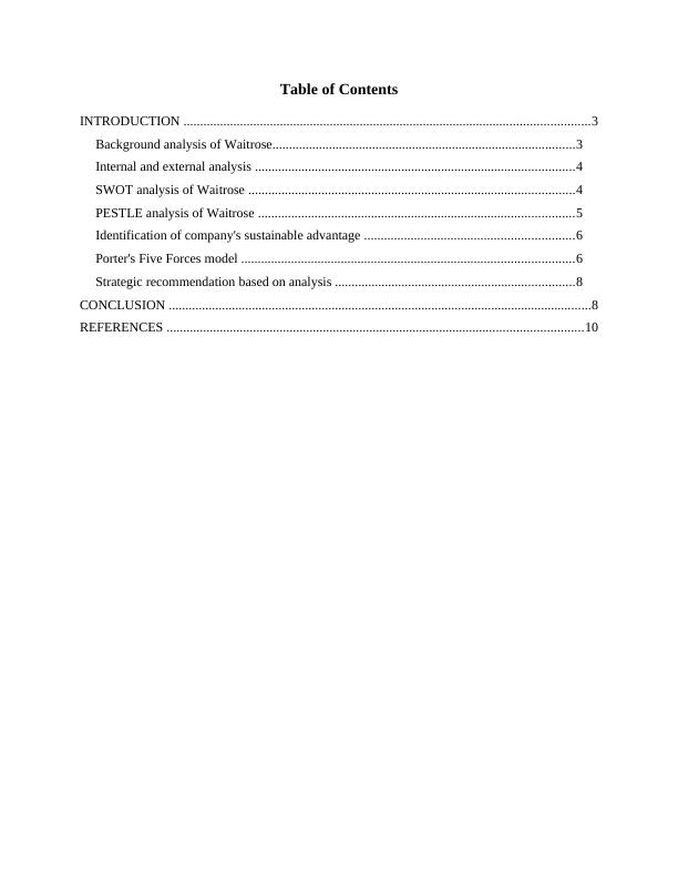 Strategic Management of Waitrose: Analysis and Recommendations_2