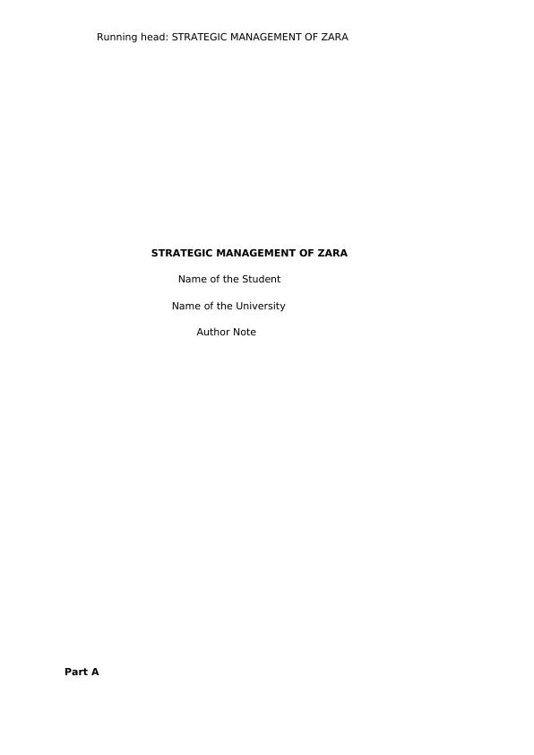 Strategic Management of Zara Assignment_1