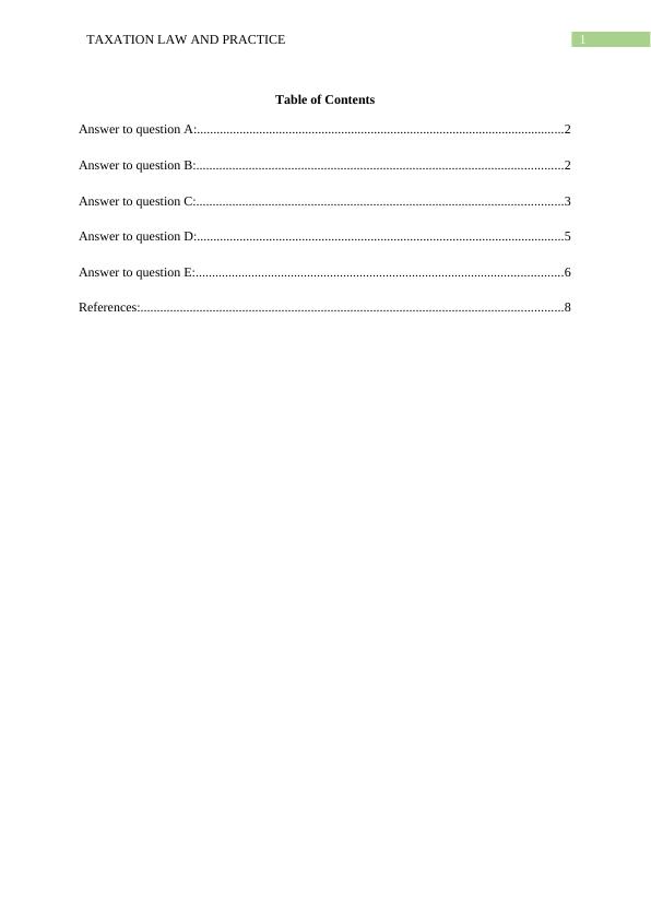 Taxation Law And Practice - Desklib