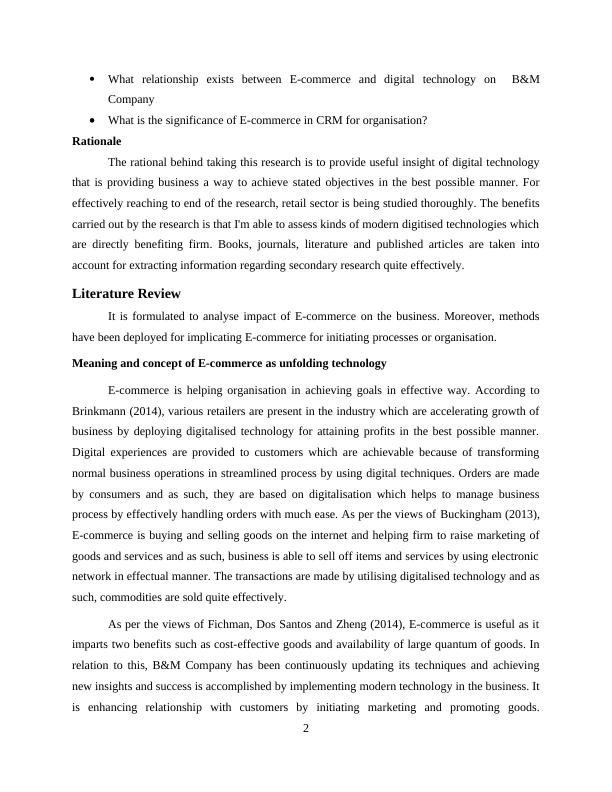 Digitalisation of Business Applications: A Study on Research Project TABLE OF CONTENTS_4