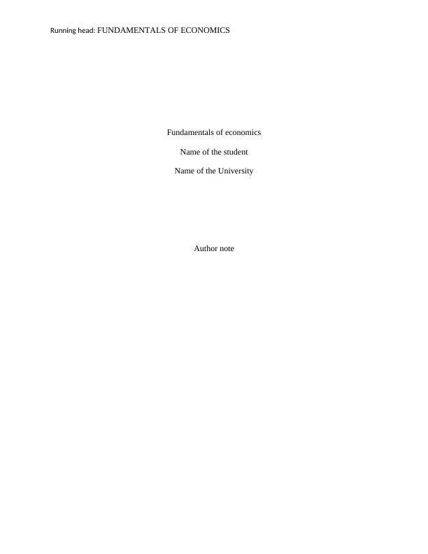 Fundamentals of Economics- Essay_1