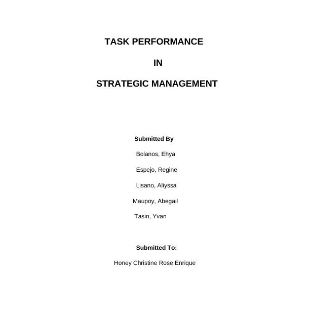 (Solution) Strategic Management - Assignment_1