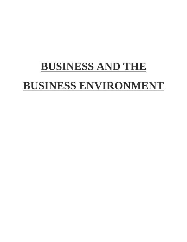 Business and the Business Environment Assignment : Coca Cola_1