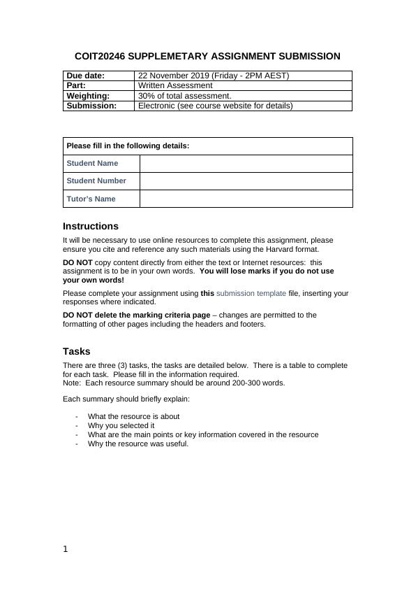 supplementary assignment panel