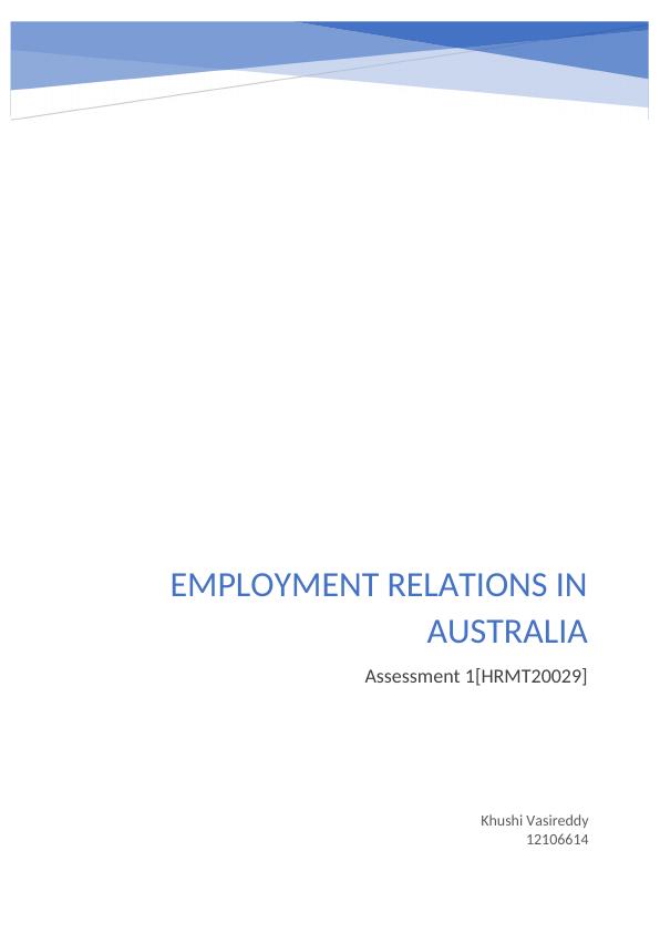 HRMT20029 International Employment Relations : Assignment_1