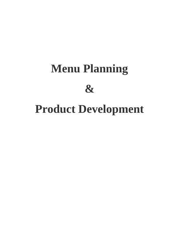 Menu Planning & Product Development TABLE OF CONTENTS_1
