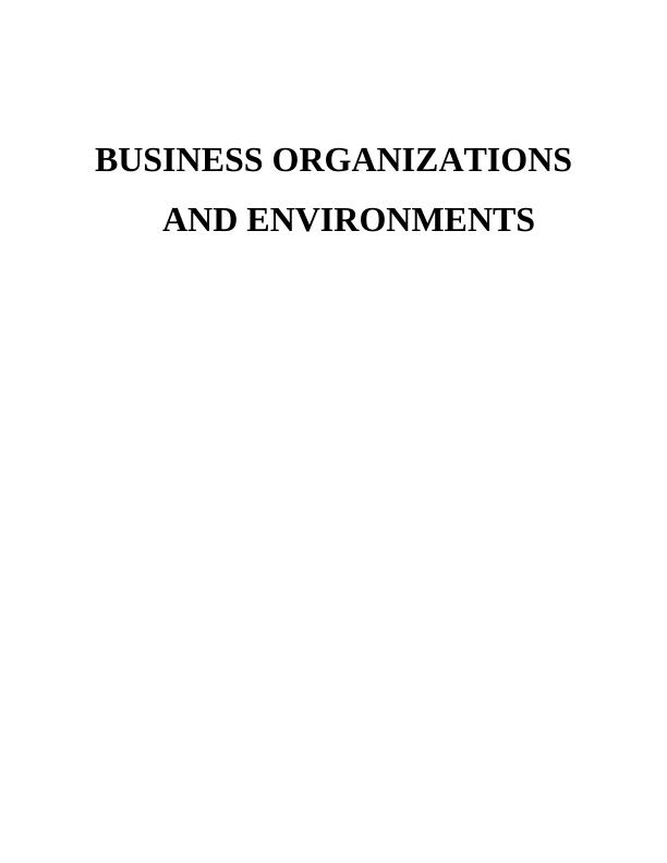 Business Organizations and Environments Assignment - TESCO_1
