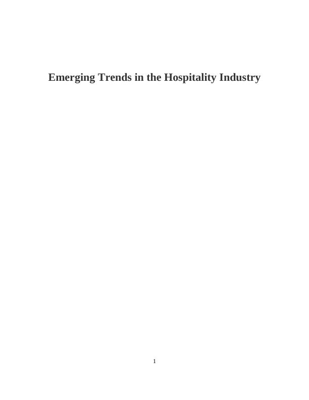 Emerging Trends in Hospitality Desklib