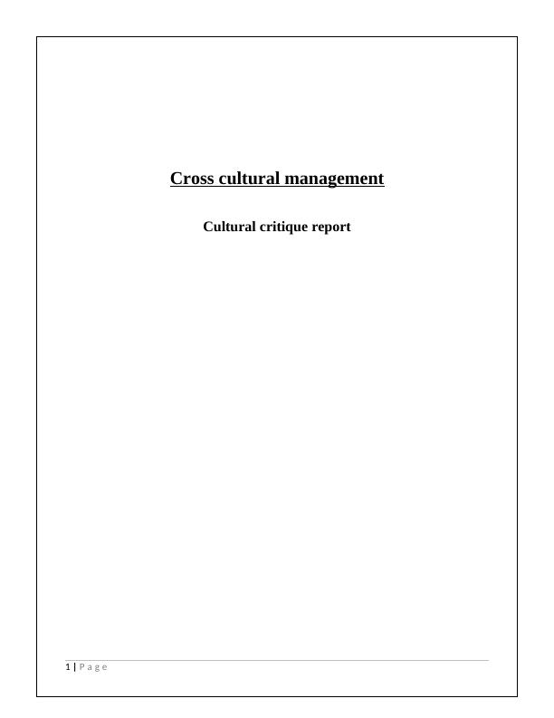 Cross Cultural Management - Doc_1