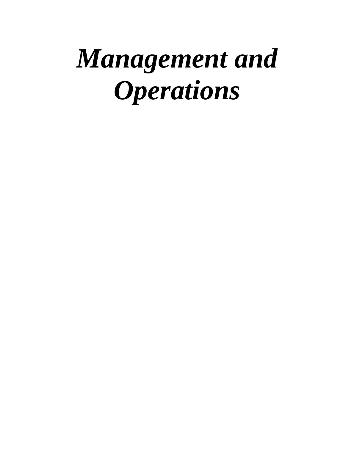 Management and Operations Assignment : Tesco Plc_1